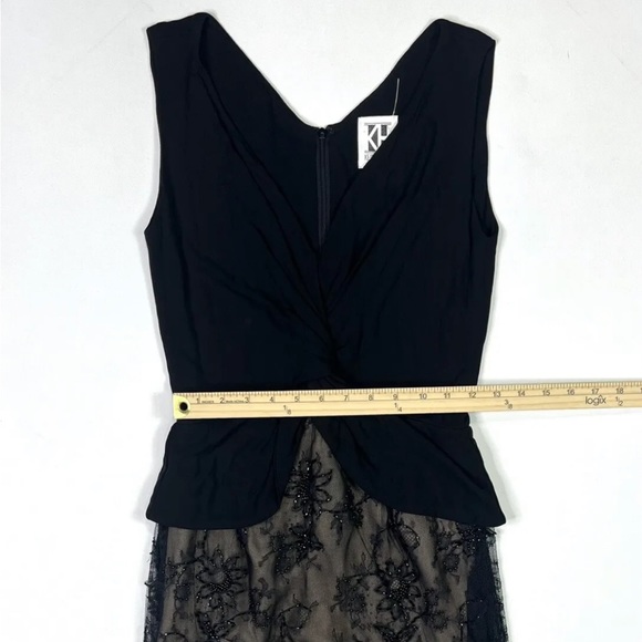 Kevan Hall Beaded Lace Dress Women’s 6 Black Floral Cocktail Form Fitting - Picture 9 of 9